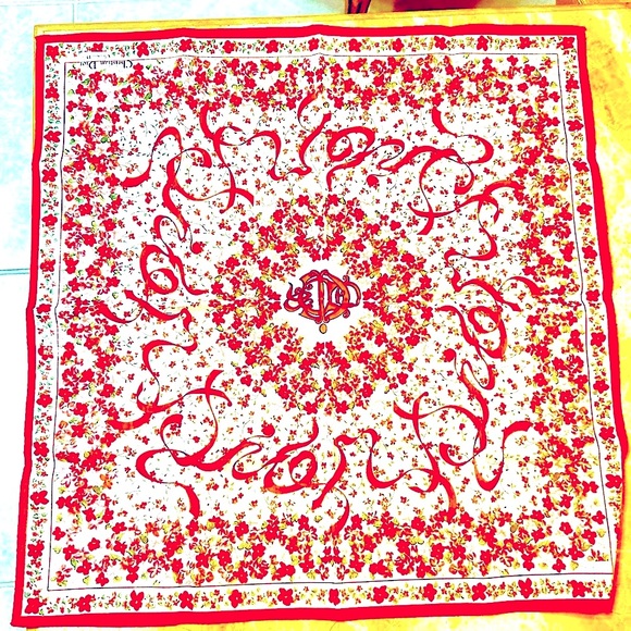 Dior Accessories - - CHRISTIAN DIOR red and white floral  scarf/bandana with tags